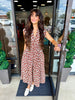 Brown and Blue Floral Zip Dress