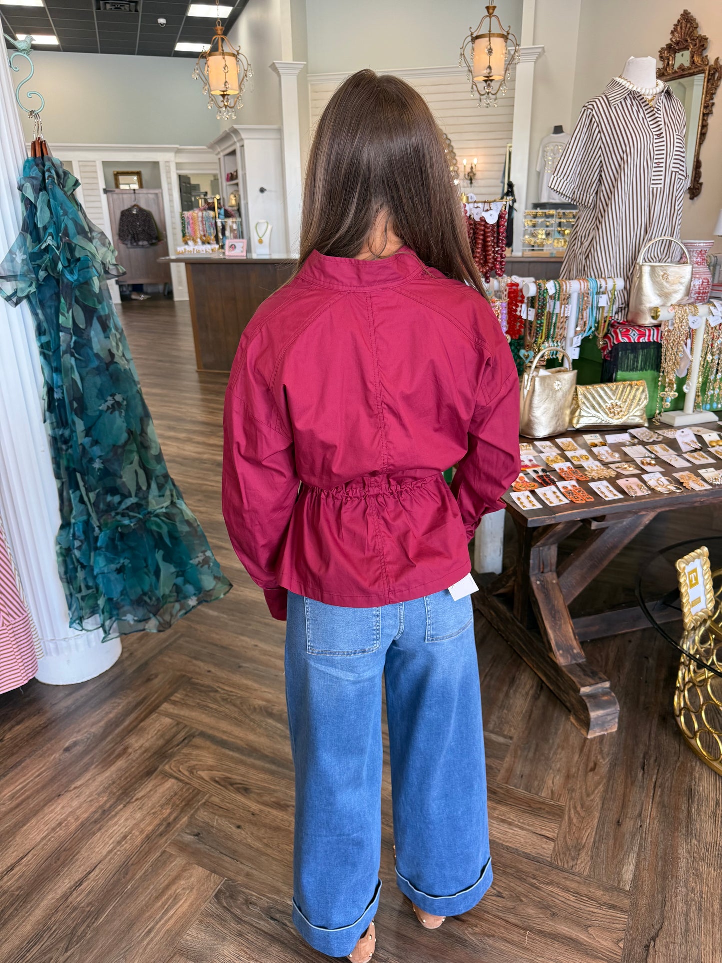 Burgandy Drawstring Brown Top