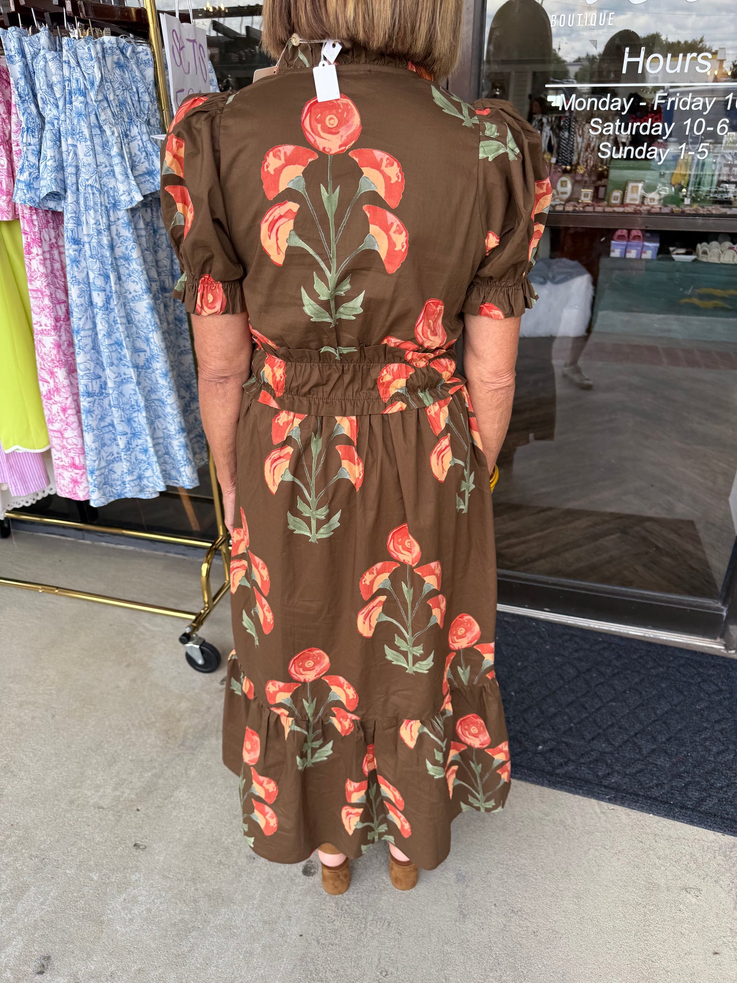 Brown Iris Midi Dress