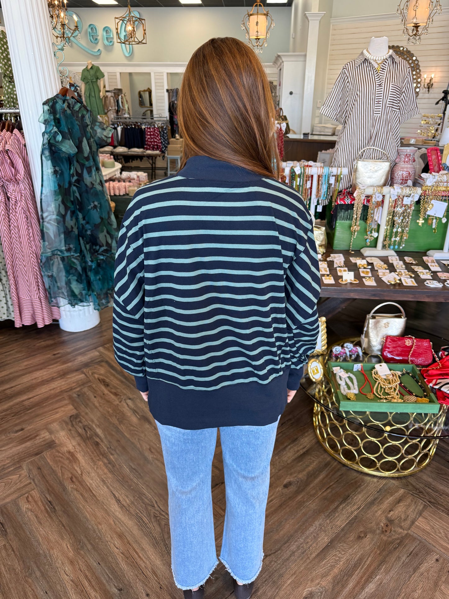 The Parker Mock Neck Top: Navy