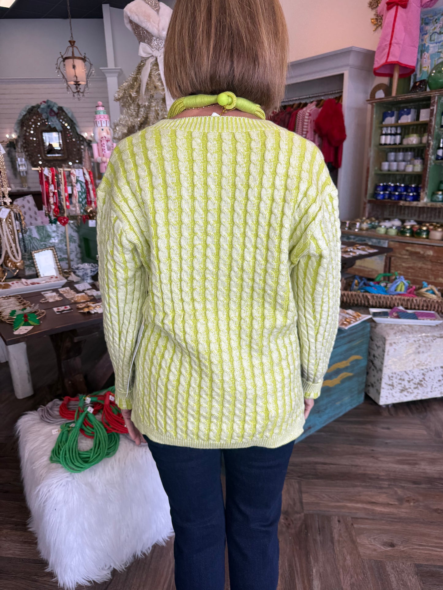 Two Tone Green Sweater