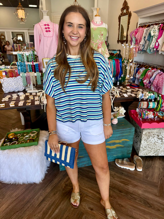 Ocean Blue Stripe Top