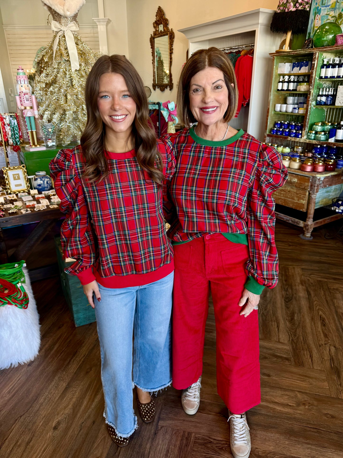 Puff Christmas Top: Dk Green