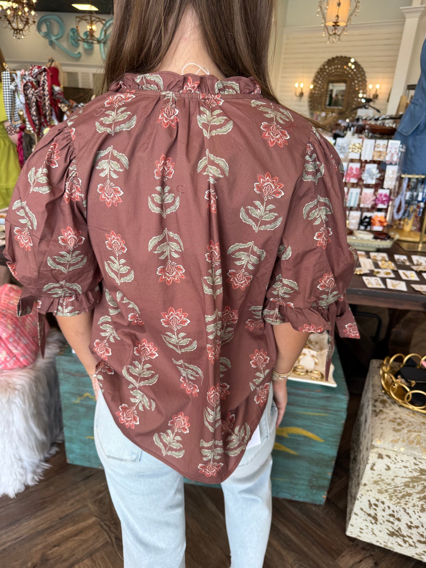 Paisley Floral Brown Top