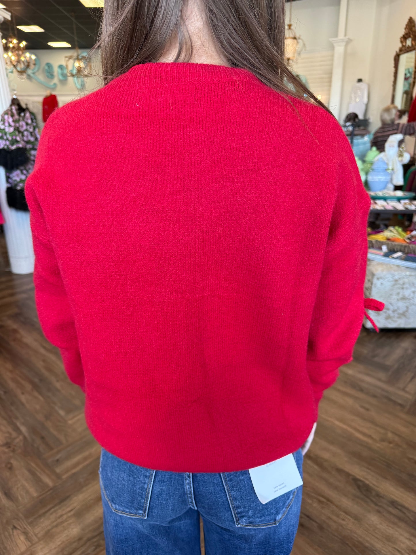 Rose Red Bow Sweater