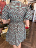 Checkered Blue and Brown Dress