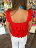Red Ruffle Knit Top