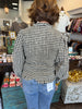 Gingham Smocked Zipper Top: Black