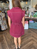 Belted Maroon Denim Dress