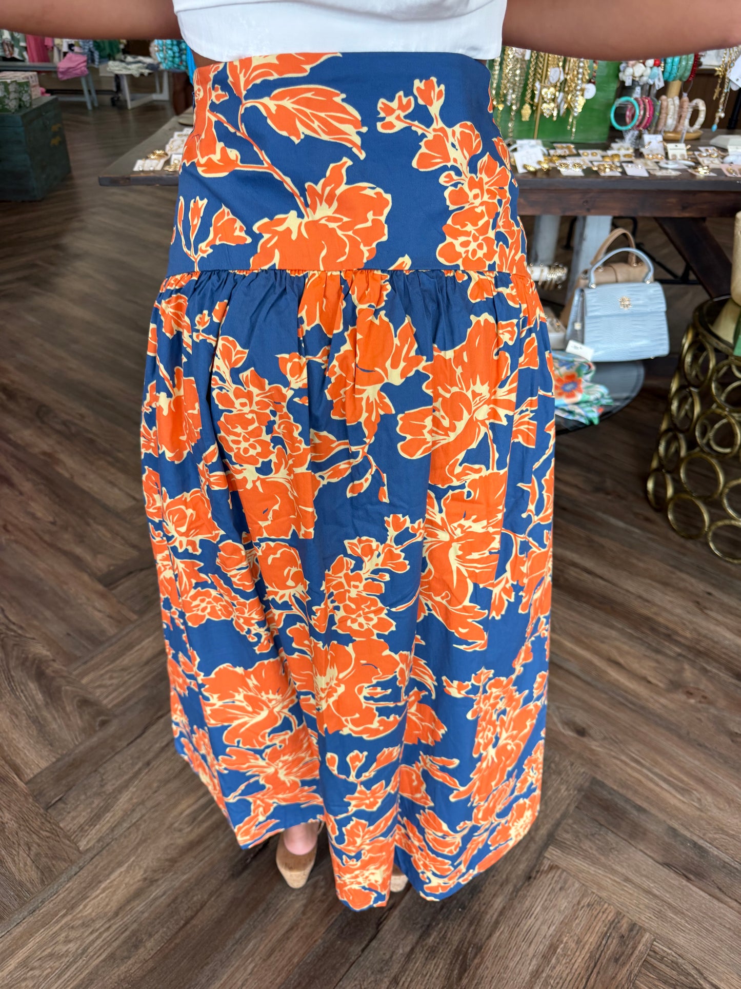 Blue & Orange Maxi Skirt