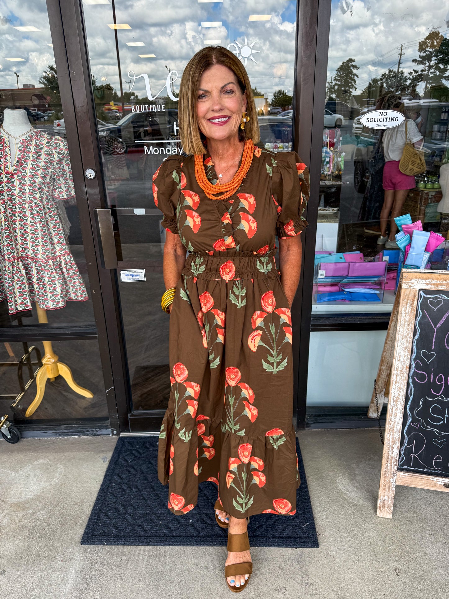 Brown Iris Midi Dress