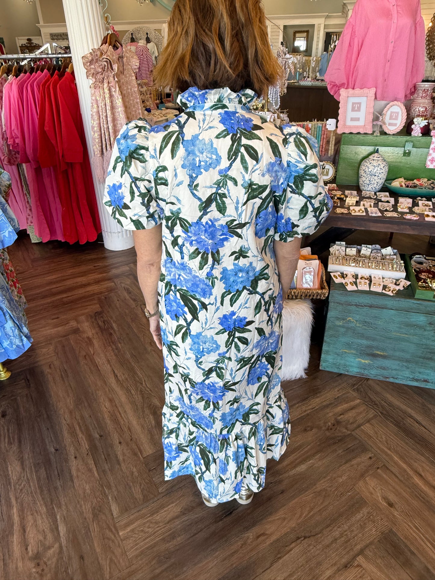 Blue Gardenia Midi Dress