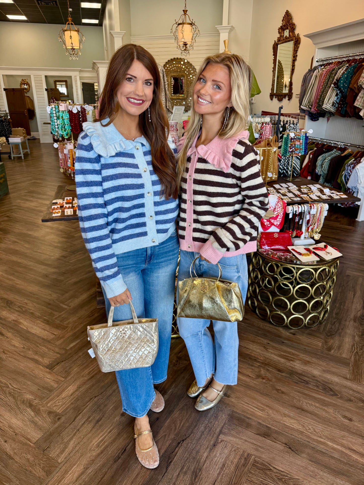 Girly Ruffle Collard Sweater: Blue