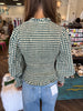 Gingham Smocked Zipper Top: Hunter Green