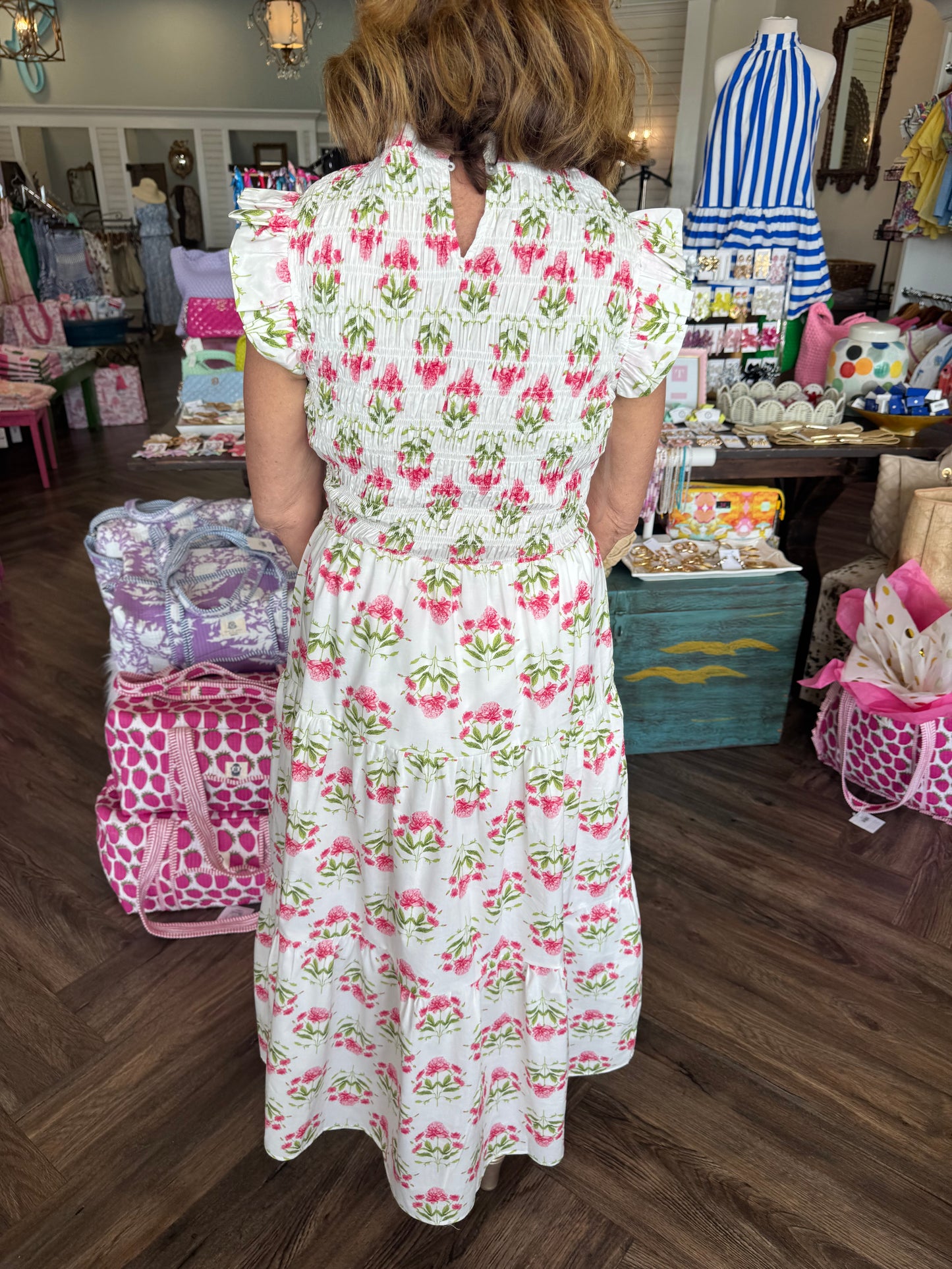 Petal Lover Pink Smock Midi Dress