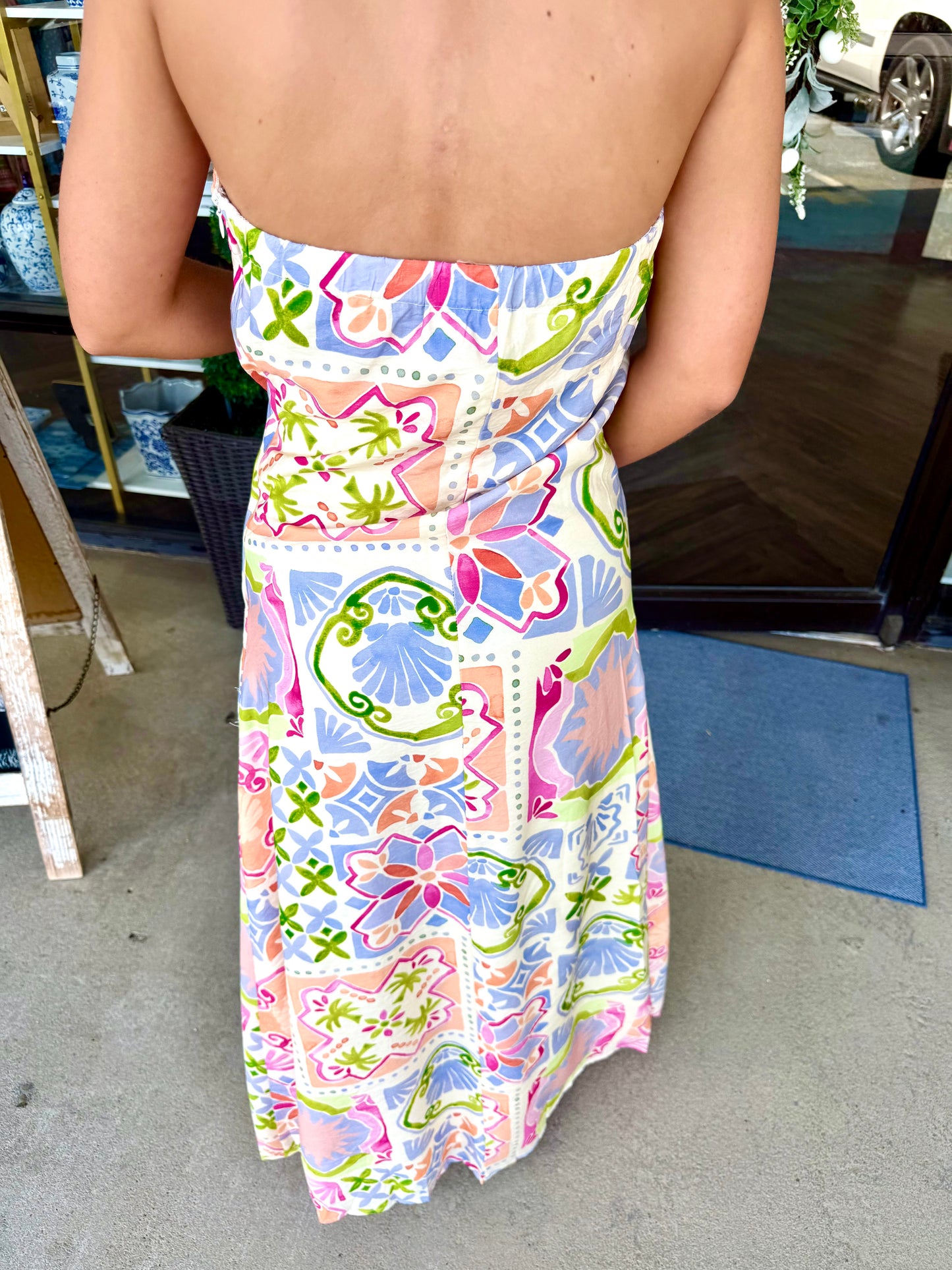 Amalfi Coast Strapless Midi Dress
