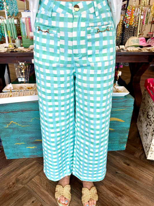 Mint Gingham Pants