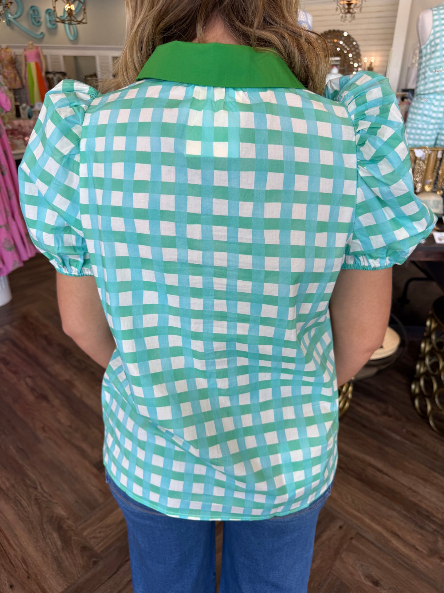 Teal Plaid Top
