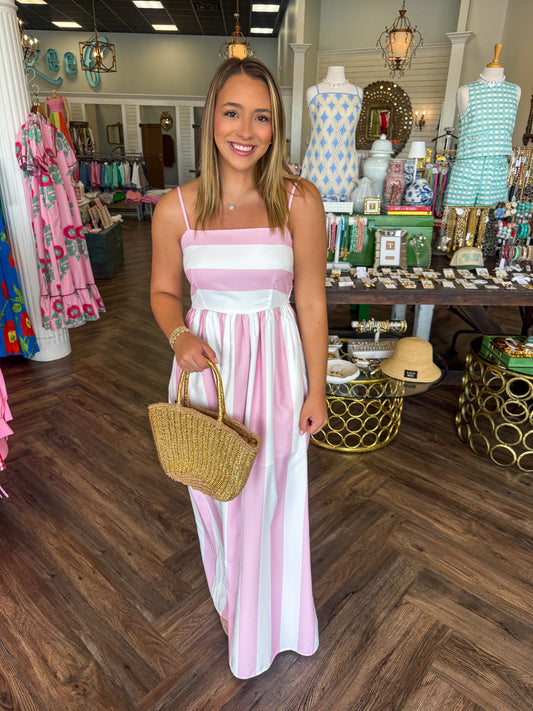 Baby Pink Stripe Maxi Dress