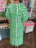 Zig Zag Stripe Midi Dress: Green