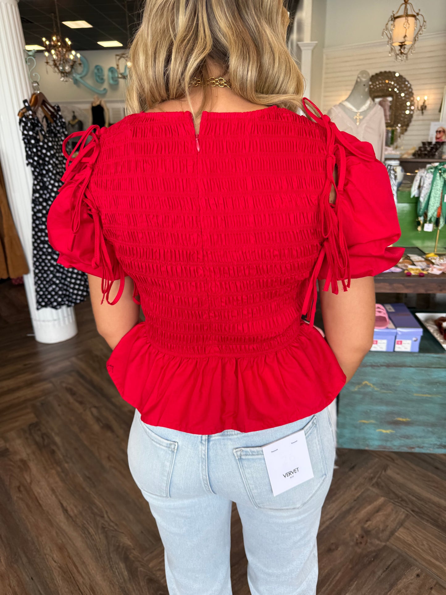Smocked Two Way Top: Red