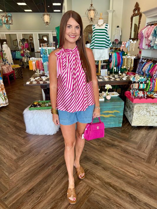 Satin Stripe Tank Top