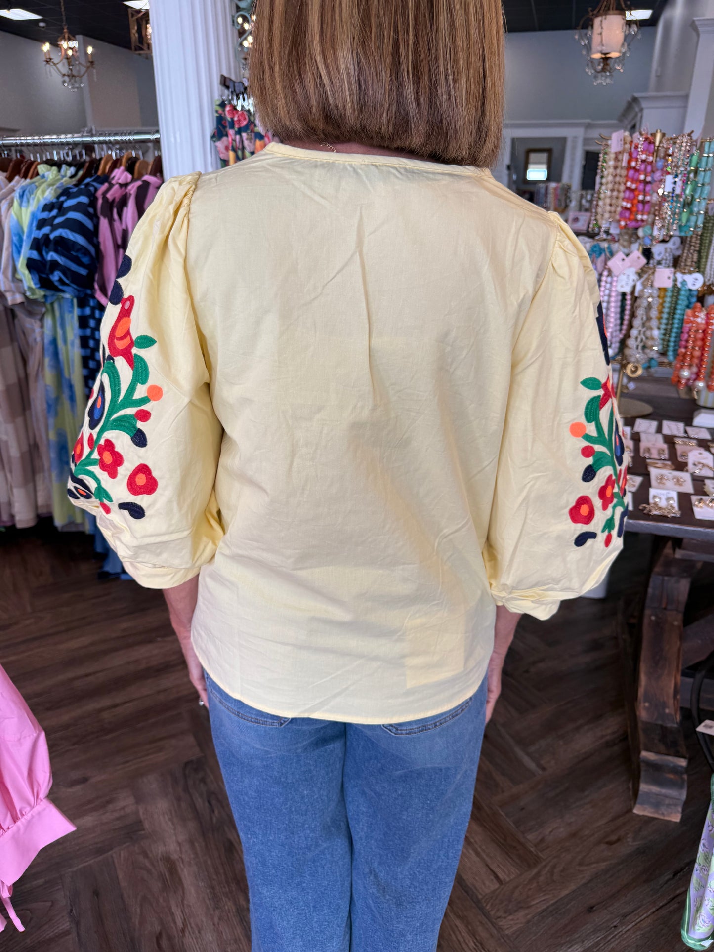 Bee Happy Embroidery Top