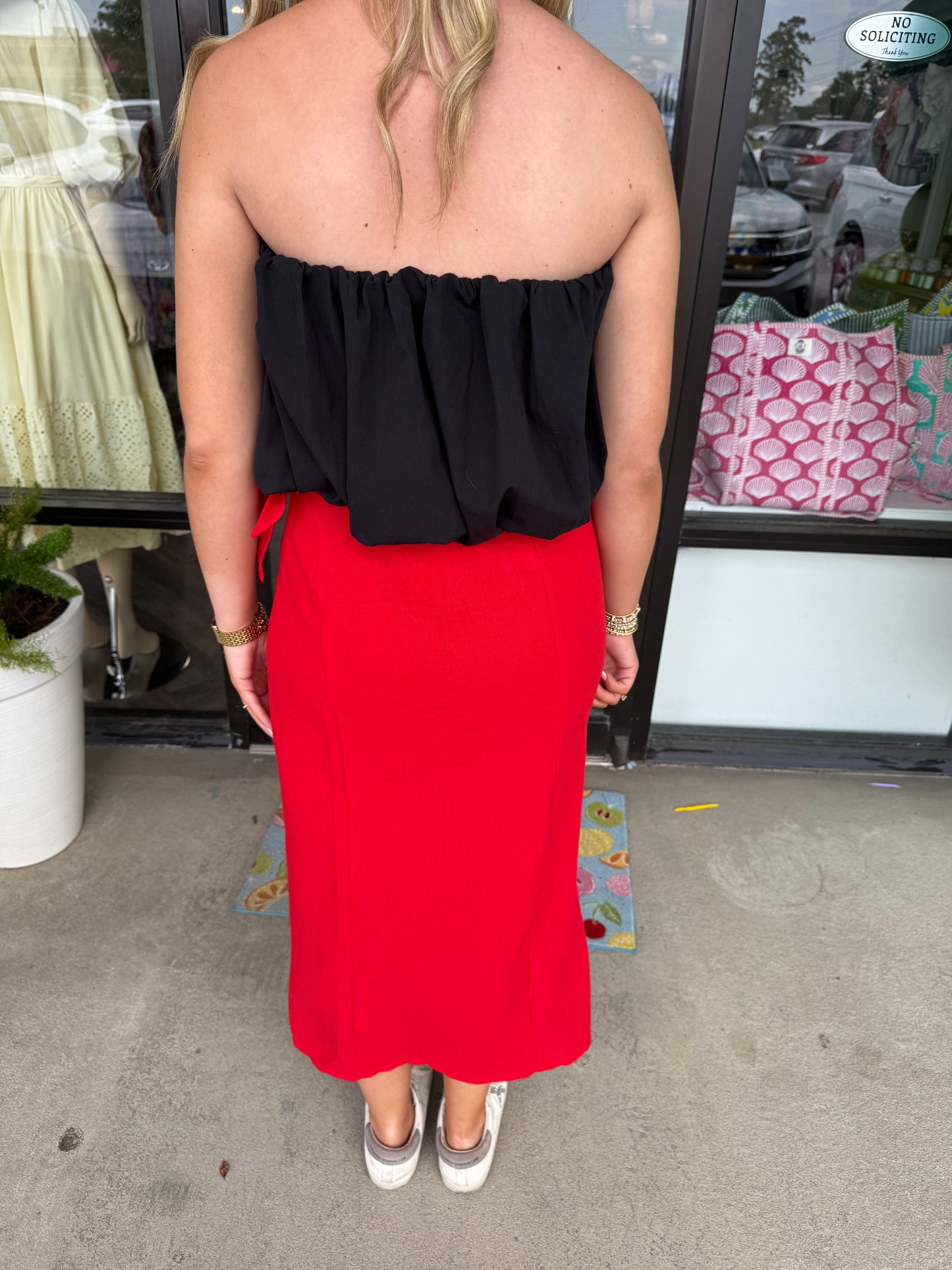Red Linen Wrap Skirt