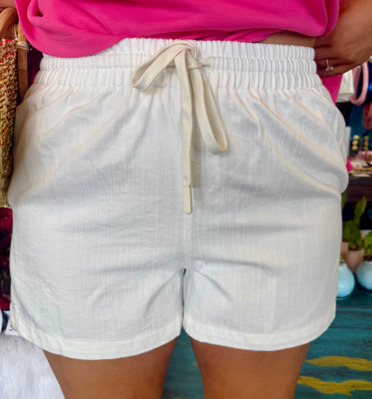 Betty Drawstring Shorts: White