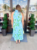 Blue and Green Collar Midi Dress