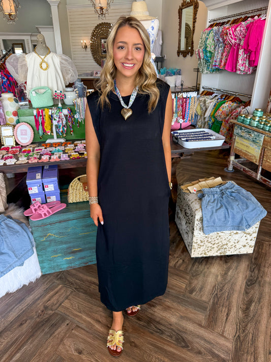Kayla Midi Dress: Black