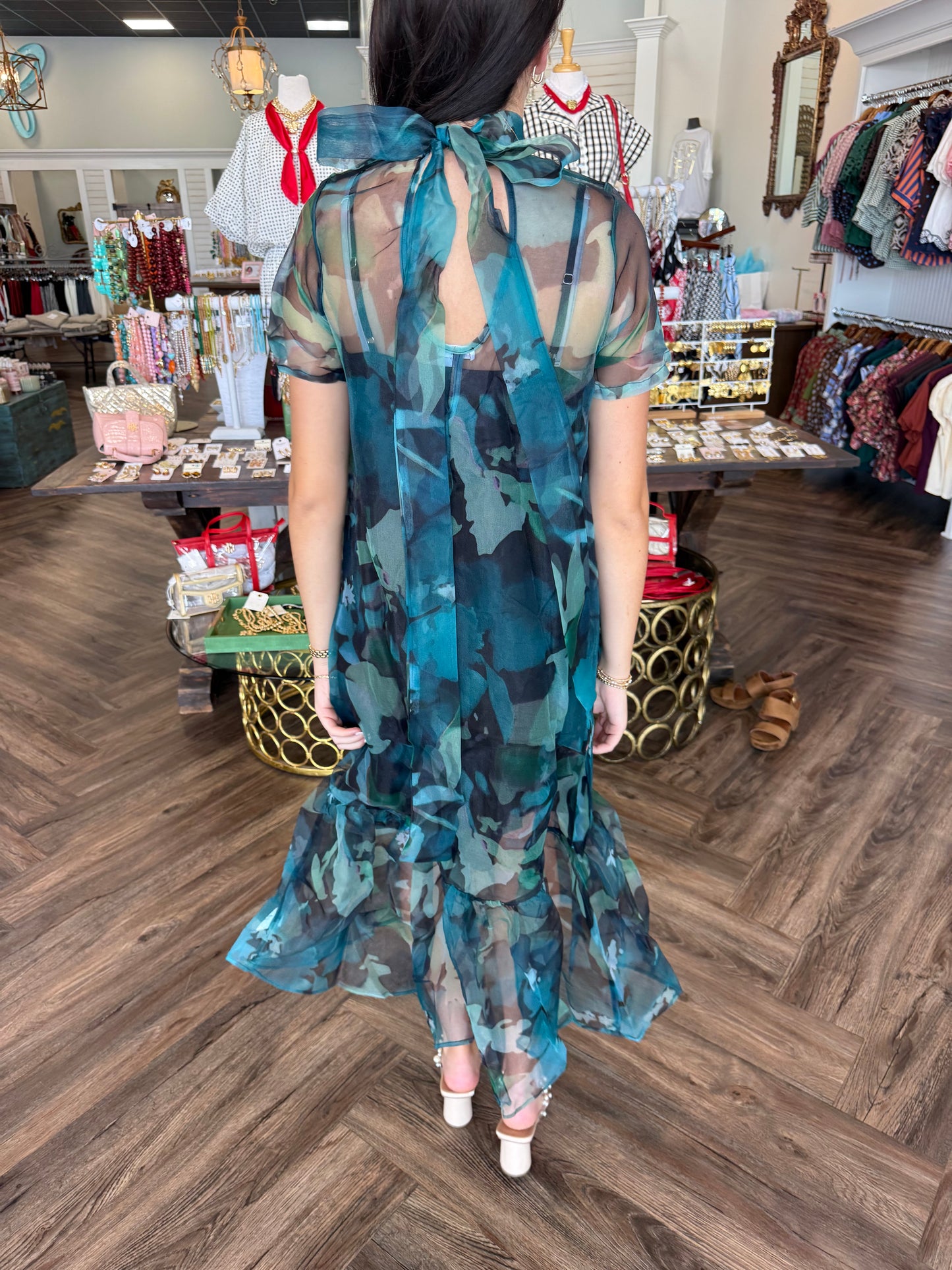 Emerald Haze Maxi Dress