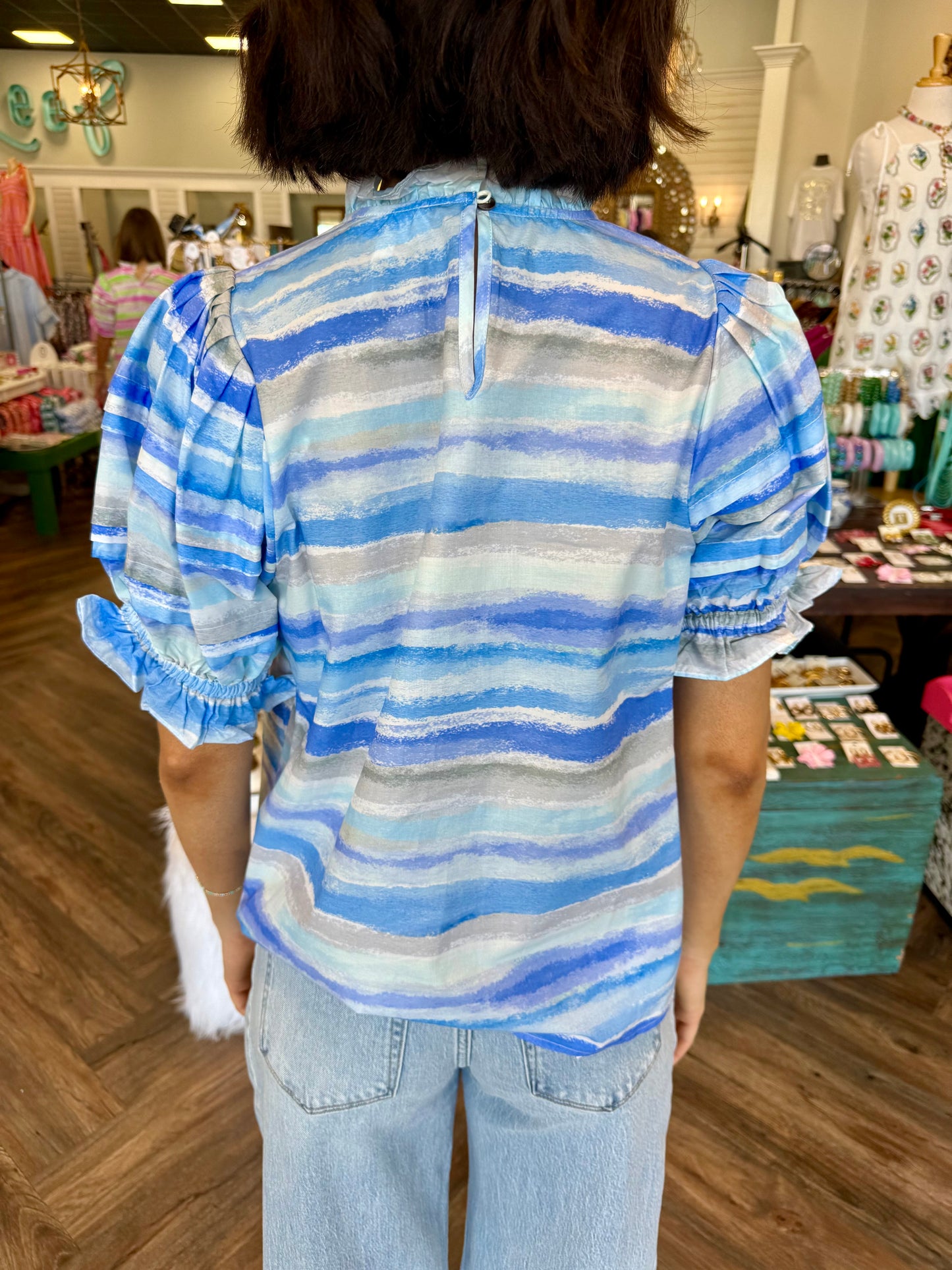 Watercolor Stripe Top: Blue