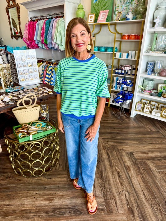Blue/Green Stripe Tee