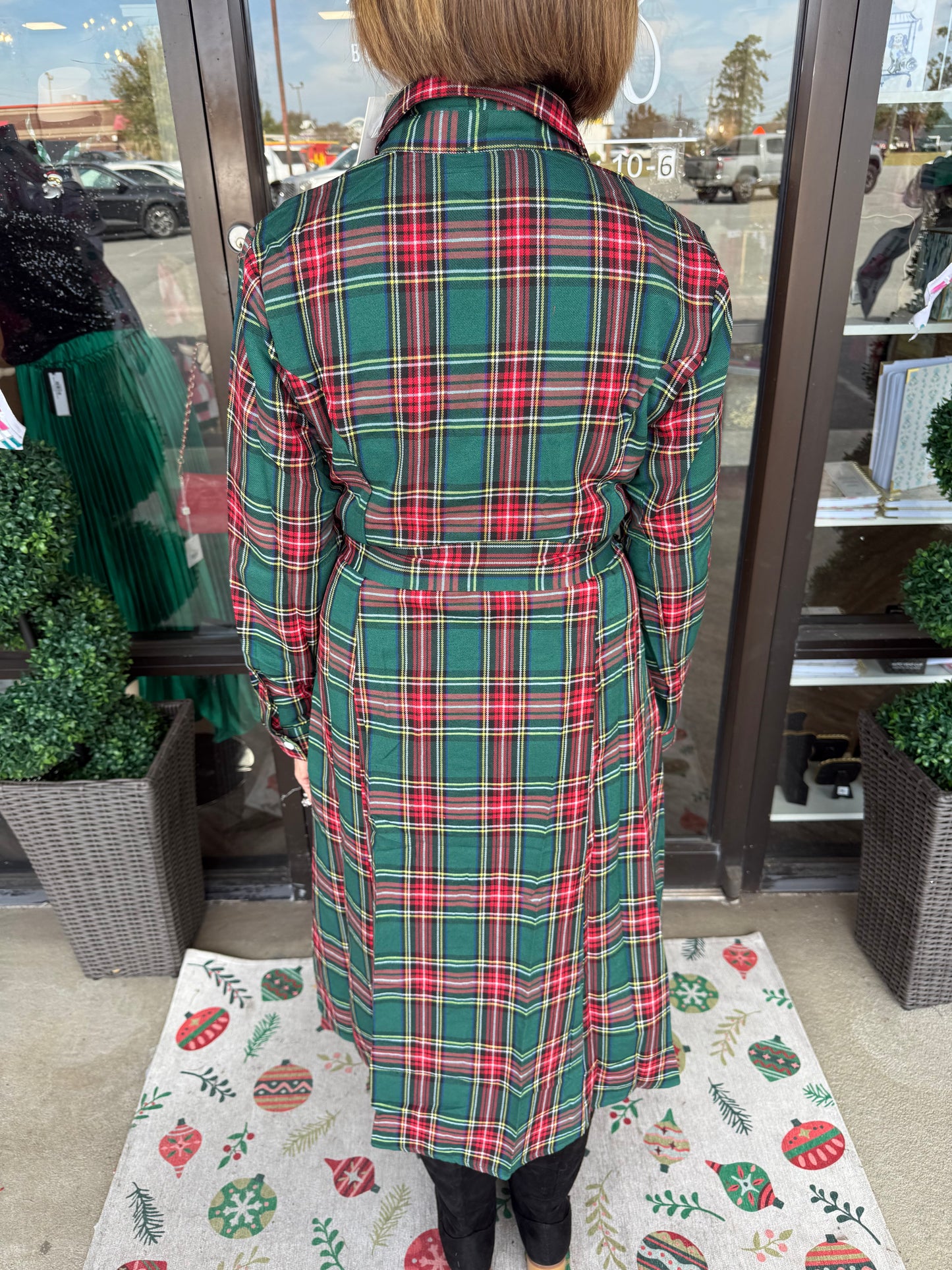 Plaid Hunter Green Midi Dress