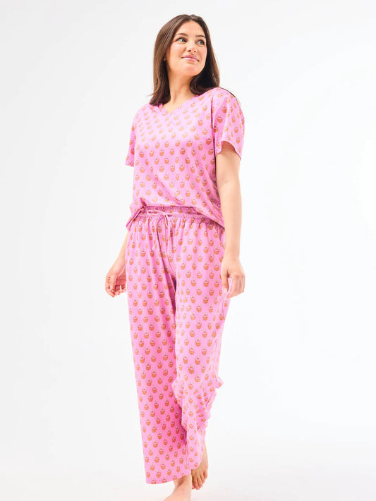Alli Pants Set | Floral Foulard Pink