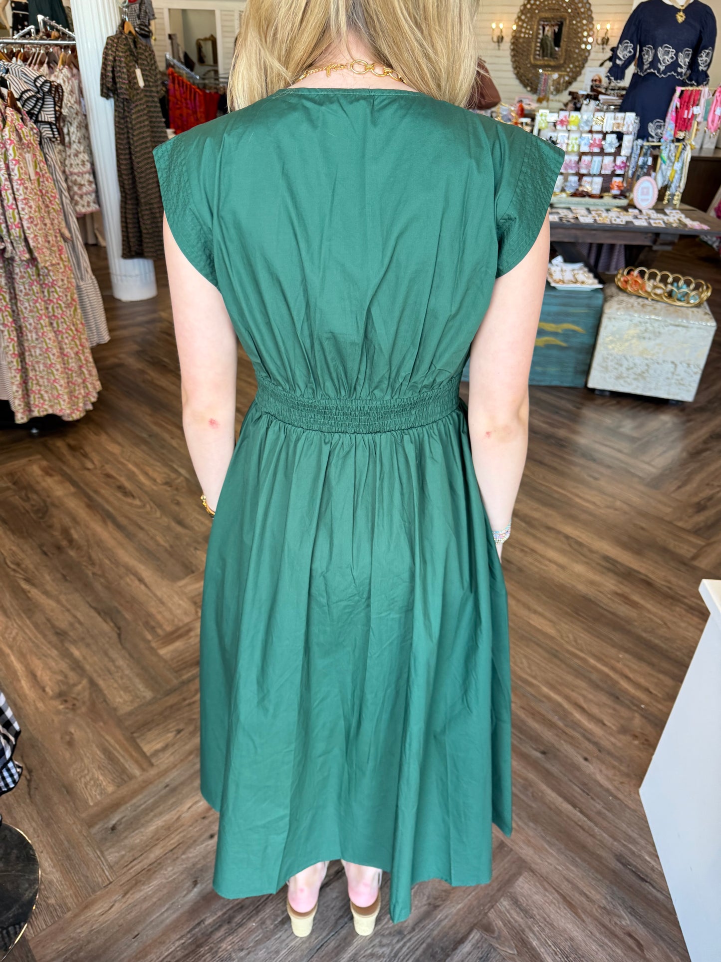 Green Structured Zipper Dress