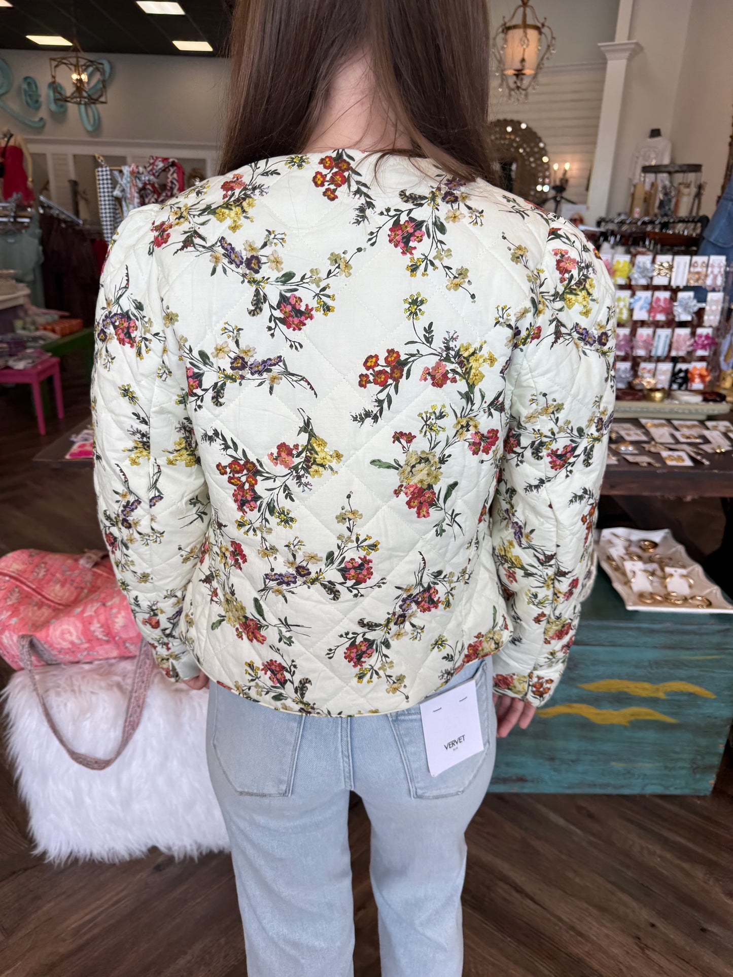 Floral Corduroy Jacket: Cream