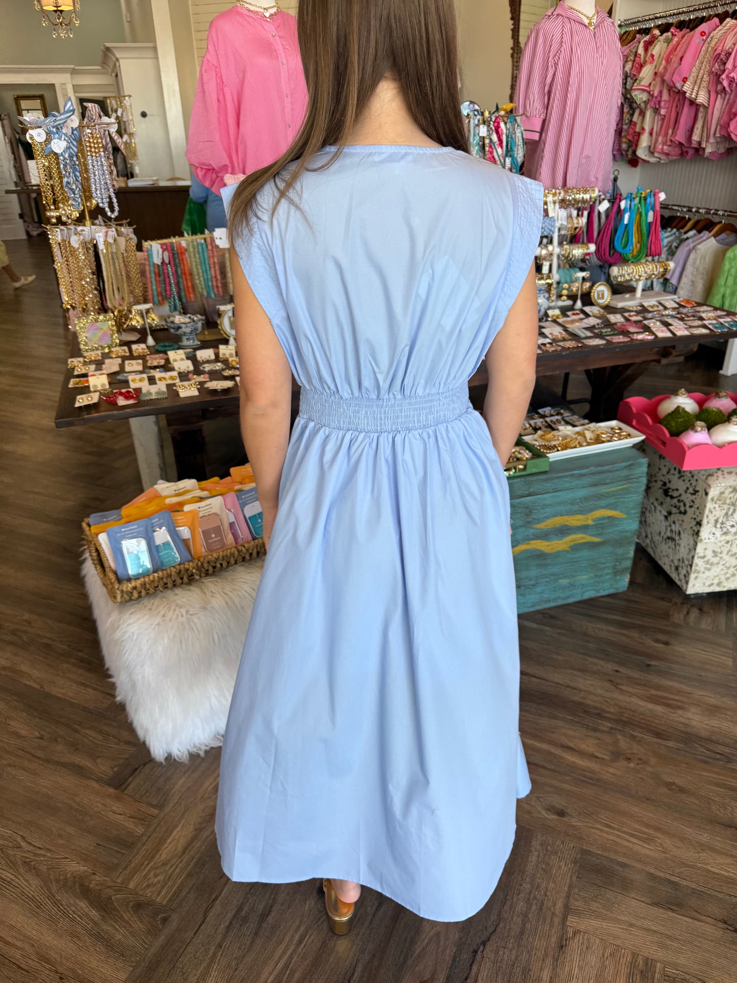 Pastel Zip Midi Dress: Blue