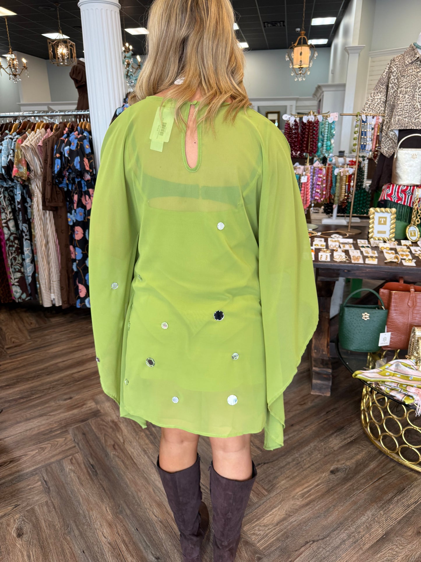 Mirror Embellished Caftan Dress