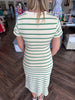 Side Twist Knit Midi Dress: Green