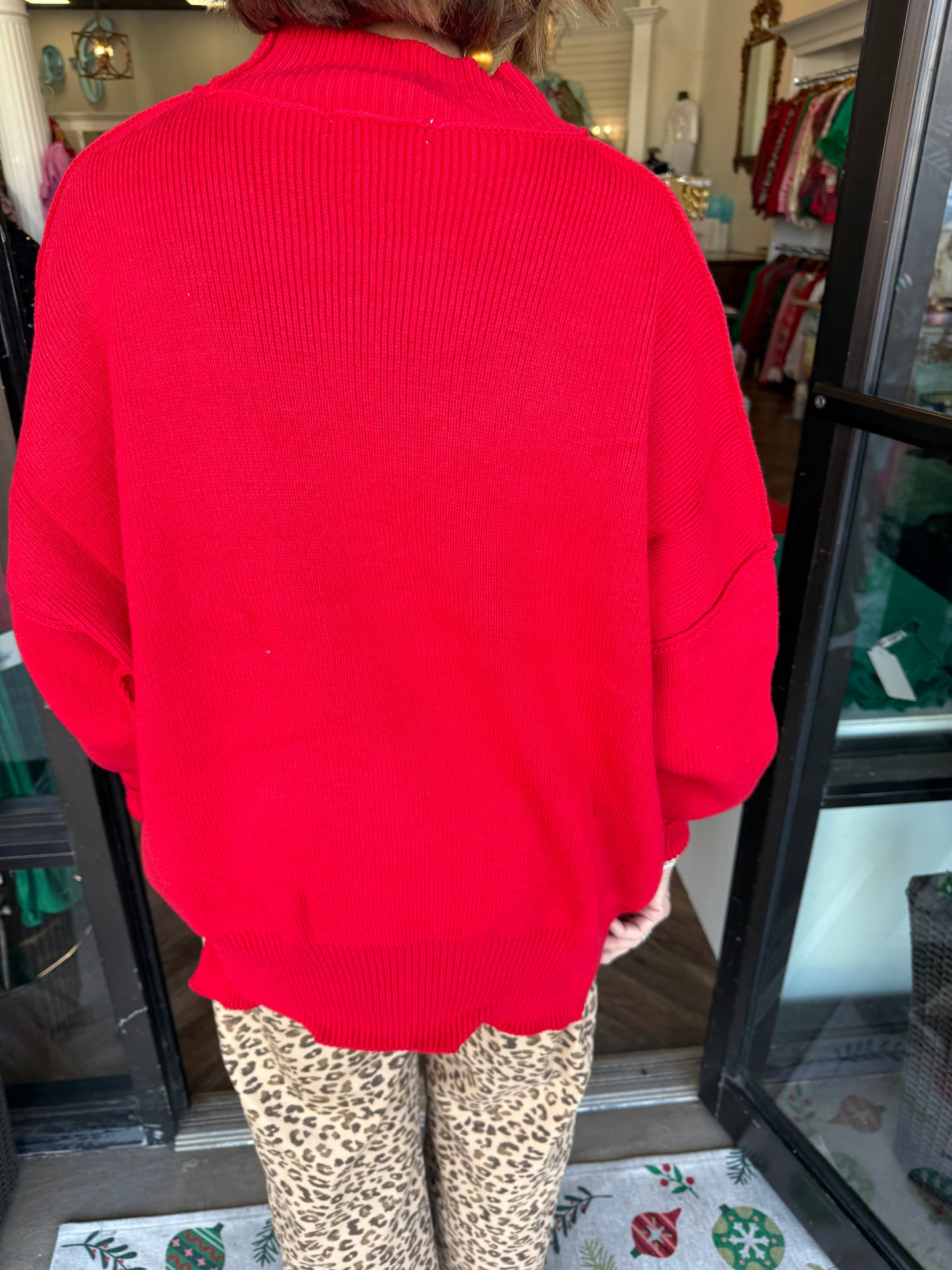 Side Slit Comfy Sweater: Ruby