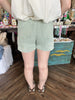Studded Denim Shorts: Seafoam