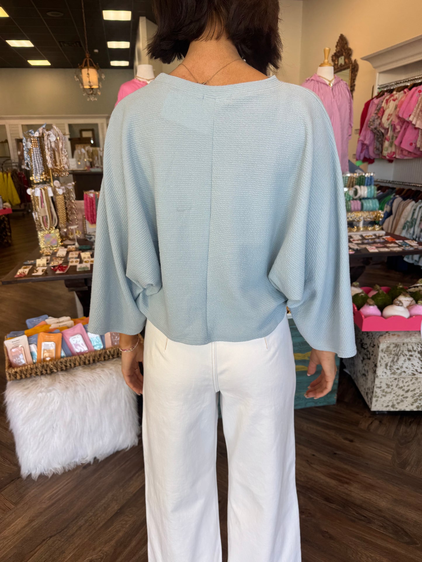 Poncho Top: Blue Fog