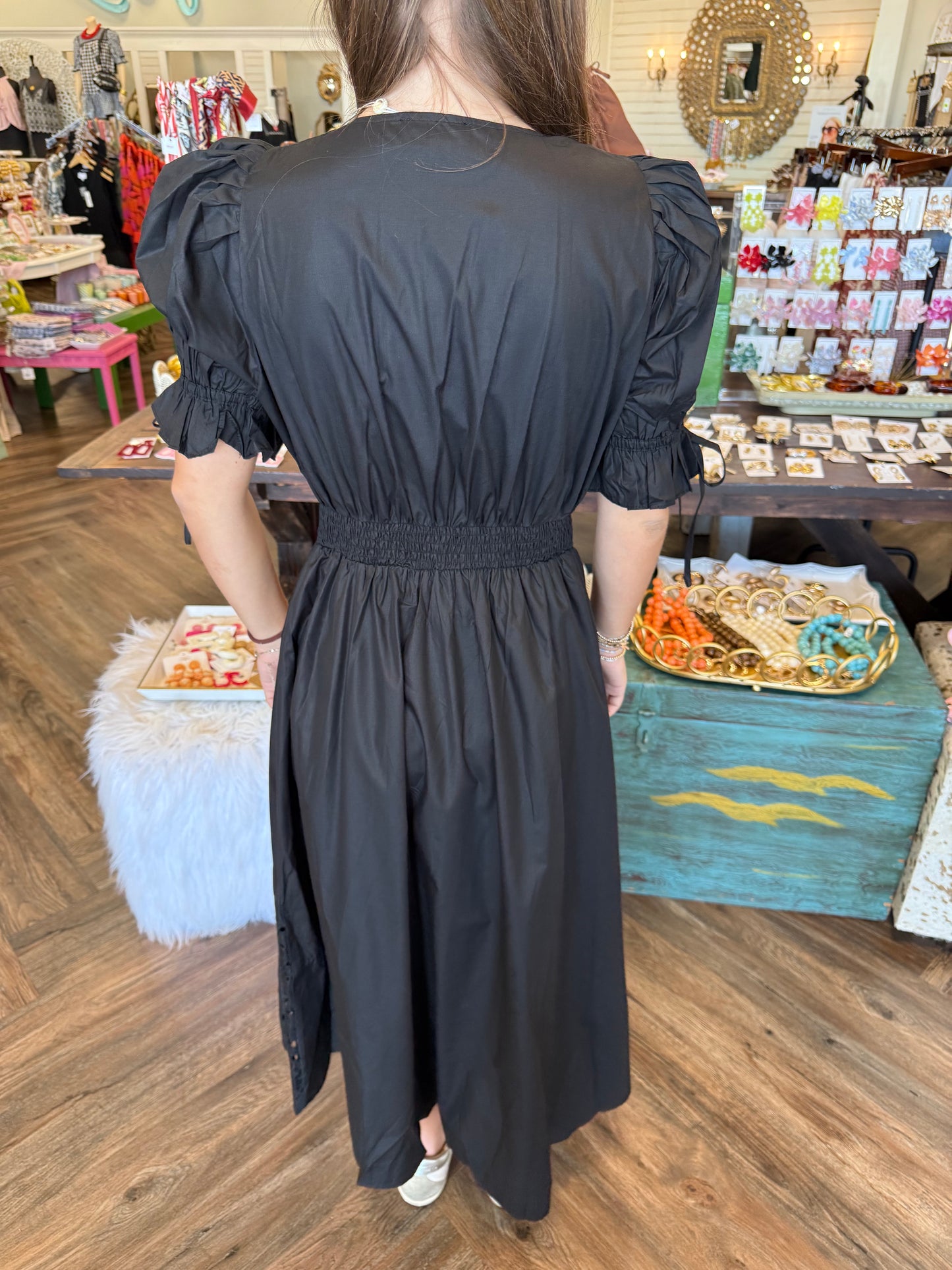 Flawly Eyelet Dress: Black