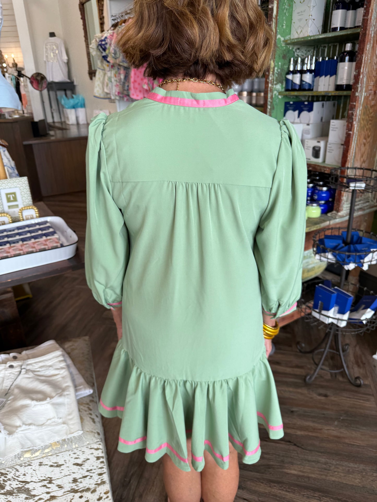 Mary Square Naomi Dress: Basil