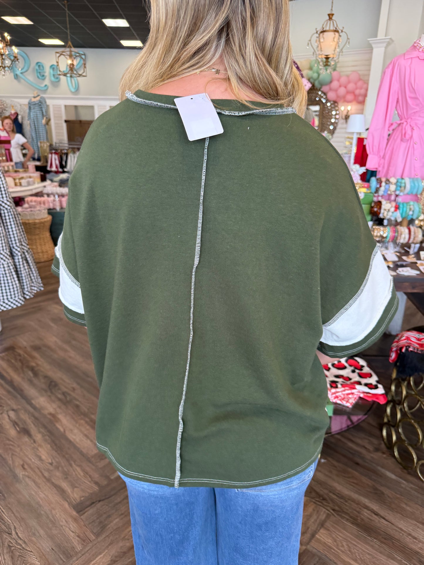 Cozy Days Stripe Top: Hunter Green