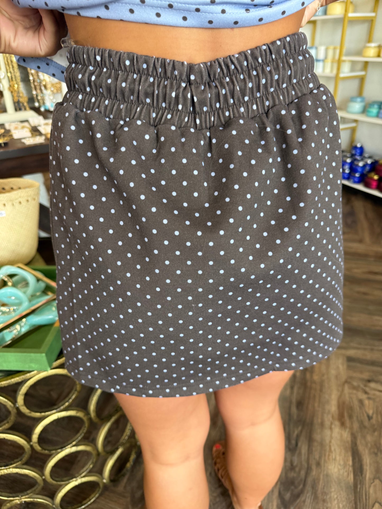 Brown/Blue Dots Skort Set