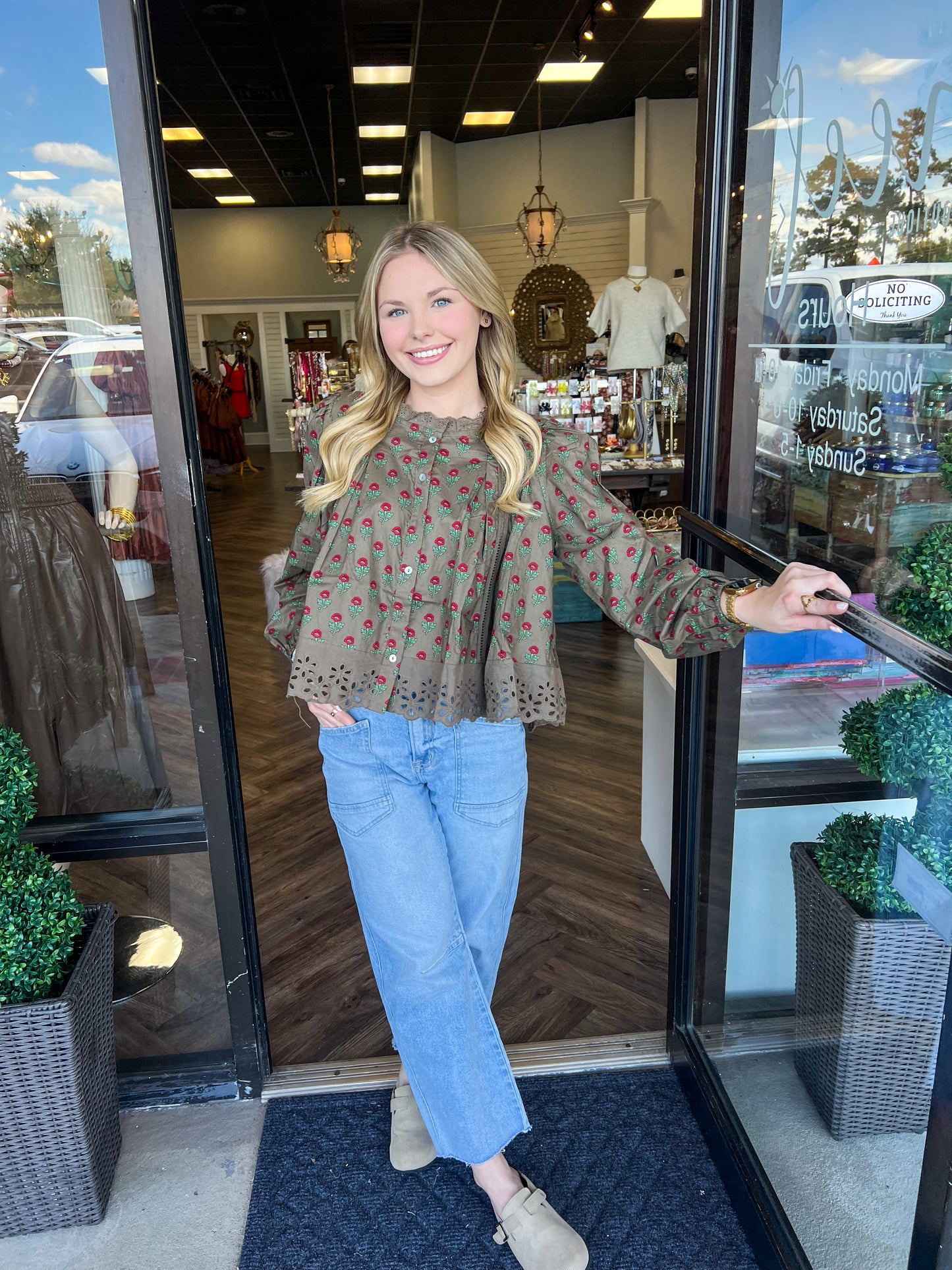 Anslee Floral Eyelet Top