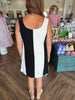 Black Linen Striped Dress